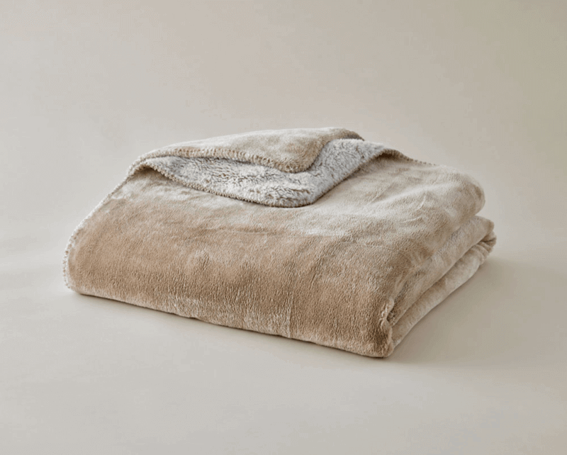 Bien-être & Confort - Plaid Cosy Bicolore Beige 150x200cm 2